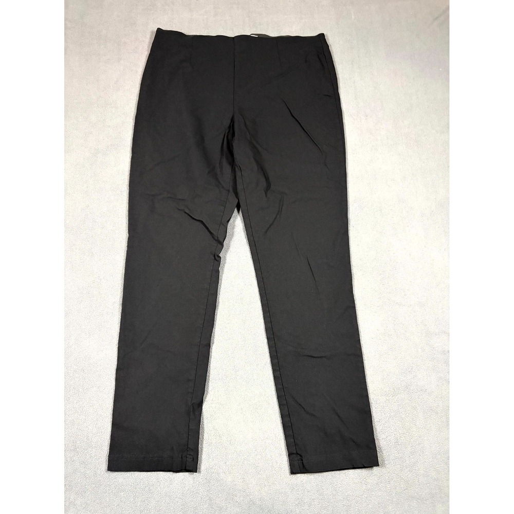 Calvin Klein Ankle Pants Women's 14 Black Stretch Comfort Flat Front Pull On